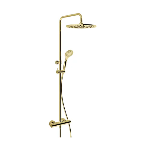 GESSI MINIMALISTIC SHOWER Душевая стойка с термостатическим смесителем, верхним душем Ø300 мм., ручным душем и шлангом 1500 мм, цвет Gold PVD