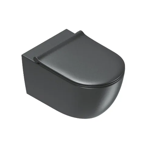 Catalano SFERA Унитаз подвесной 55x35, безободковый, смыв Tornado, покрытие Twinglaze+, без крепежа, цвет черный матовый