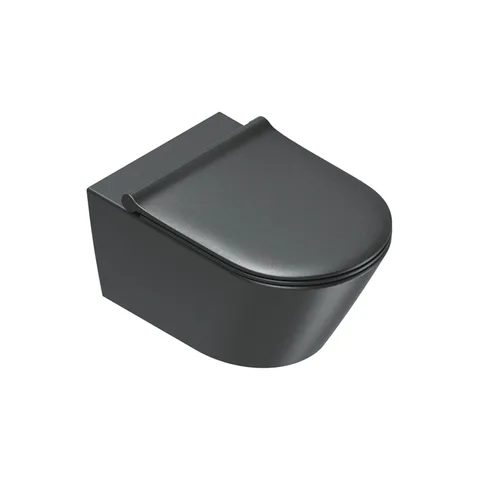 Catalano Zero Унитаз подвесной 55x35, безободковый, смыв Tornado, покрытие Twinglaze+, без крепежа, цвет черный матовый