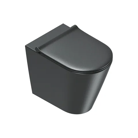 Catalano ZERO Унитаз напольный 55x35, безободковый, универс.слив, смыв Tornado, покрытие Twinglaze+, без крепежа, цвет черный матовый