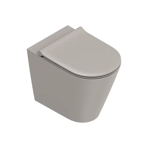 Catalano ZERO Унитаз напольный 55x35, безободковый, универс.слив, смыв Tornado, покрытие Twinglaze+, без крепежа, цвет Tortora Satinato