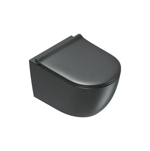 Catalano SFERA Унитаз подвесной 50x35, безободковый, смыв Tornado, покрытие Twinglaze+, без крепежа, цвет черный матовый