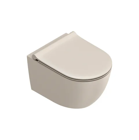 Catalano SFERA Унитаз подвесной 50x35, безободковый, смыв Tornado, покрытие Twinglaze+, без крепежа, цвет Sabbia Satinato