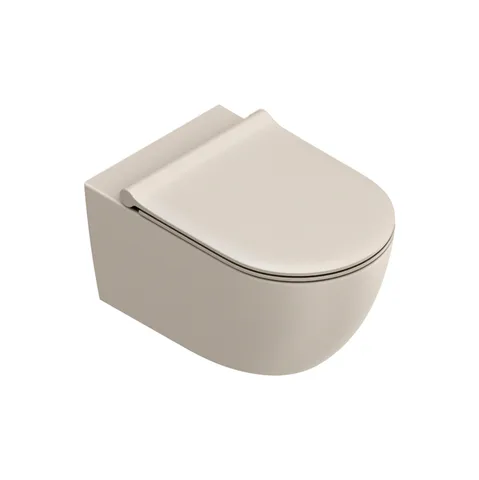 Catalano SFERA Унитаз подвесной 55x35, безободковый, смыв Tornado, покрытие Twinglaze+, без крепежа, цвет Sabbia Satinato
