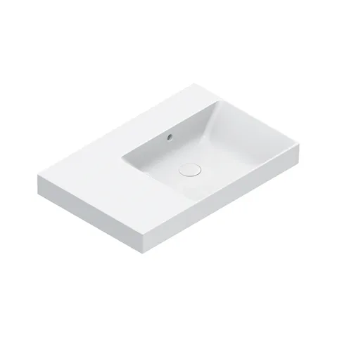 Catalano ZERO Раковина 75x50 чаша справа, без отв. под смеситель, покрытие Cataglaze+, цвет белый глянцевый