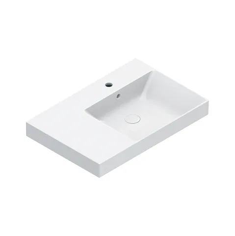 Catalano ZERO Раковина 75x50 чаша справа, с 1 отв. под смеситель, покрытие Cataglaze+, цвет белый глянцевый