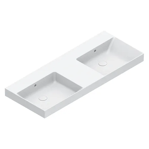 Catalano ZERO Раковина 125x50 двойная, без отв. под смеситель, покрытие Cataglaze+, цвет белый глянцевый
