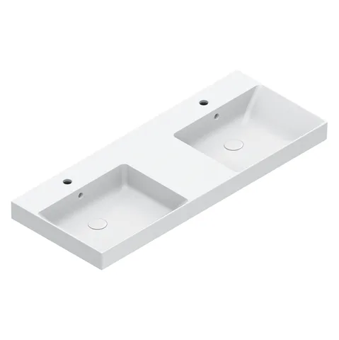 Catalano ZERO Раковина 125x50 двойная, без отв. под смеситель, покрытие Cataglaze+, цвет белый глянцевый