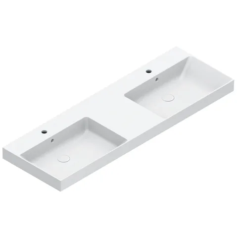Catalano ZERO Раковина 150x50 двойная, с 2 отв. под смеситель, покрытие Cataglaze+, цвет белый глянцевый