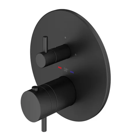 Plumberia Selection PSBOX Внеш. часть встраив.коакс.термост.смес. д. душа на 2 вых,для комбин.с PSB003 накл. нерж.сталь d.160мм, черн матов.