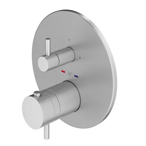 Plumberia Selection PSBOX Внеш. часть встраив.коакс.термост.смес. д. душа на 3 вых,для комбин.с PSB003 накл. нерж.сталь d.160мм, хром.