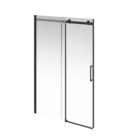 KERAMA MARAZZI Душевая дверь CRISTALLO, раздвижная с функцией soft close, 140х210, матовый черный, упаковка 1/2