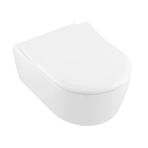 Villeroy&Boch Avento Унитаз подвесной 370*530*310, безободковый, в комплекте сиденье SlimSeat с микролифтом, цвет альпийский белый