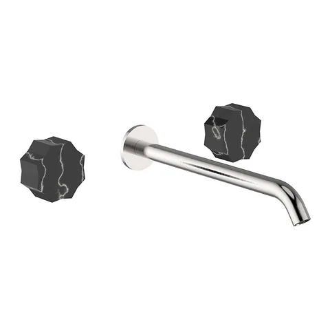 CISAL X32 Смеситель для раковины на 3 отв, цвет Brushed Stainless Steel ручки Marble Marquina
