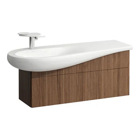 Laufen Alessi One Тумба под раковину 814973, 995х320х440мм, с 1 ящик, с сифоном, слив слева, натуральный шпон,  цвет: орех (NEW2024)