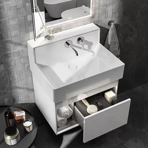 Kerama Marazzi Раковина LOGICA M мебельная\подвесная 655*500мм, cо встроенной внутр. частью 27852KM, цвет белая глянцевая