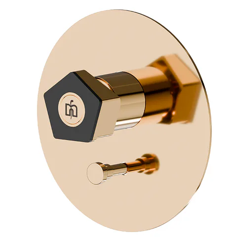 Newform ParkLE Внешняя часть смесителя для душа с авто перекл. на 2 потока, цвет:  PVD glossy gold + черный матовый