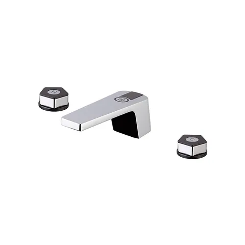 Newform ParkLE Смеситель для ванны на 3 отверстия (1/2” t piece) с коротким изливом и донным клапаном, цвет:  хром + черный матовый