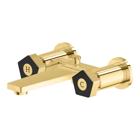 Newform ParkLE Смеситель для ванны с авто перекл. ванна/душ, цвет:  PVD glossy gold + черный матовый