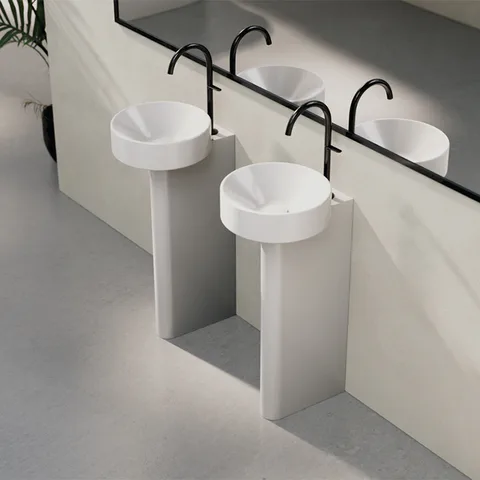 BETTE SunoPedestal Раковина пристенная 34*43,7*84см с 1 отв. под смеситель с сифоном, шумоизоляцией, крепежом, цвет белый