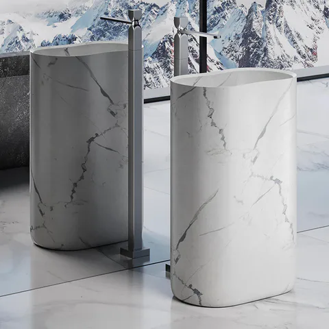 DEA DESIGN Marble Раковина Torino из мрамора наполньная h900х563х367 мм , цвет Statuario White