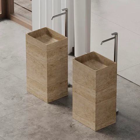 DEA DESIGN Marble Раковина Napoli из мрамора наполньная h850х450х350 мм , цвет Travertine