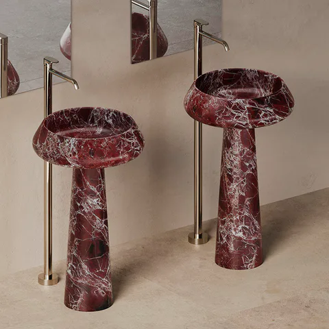 DEA DESIGN Marble Раковина Palermo из мрамора наполньная h900х545х545 мм , цвет Rosso Levanto