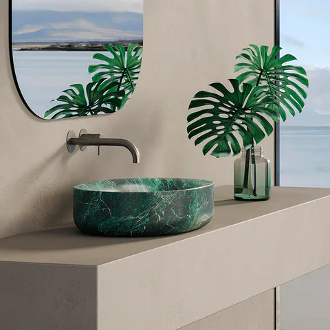 DEA DESIGN Marble Раковина Monza из мрамора настольная h150х615х420 мм , цвет Stone Green