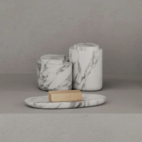 DEA DESIGN Marble Мыльница  из мрамора настольная h18х210х132 мм , цвет Statuario White