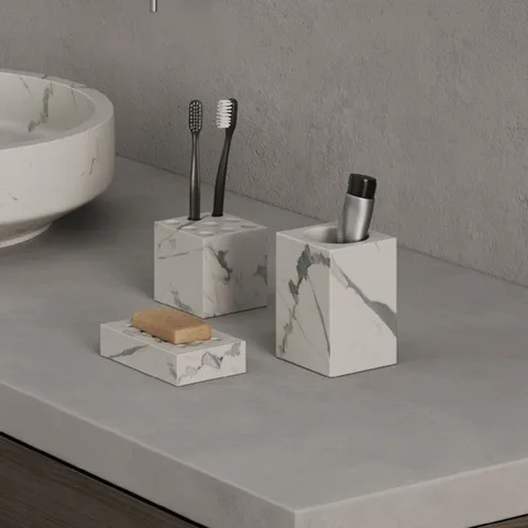 DEA DESIGN Marble Мыльница  из мрамора настольная h130х80х30 мм , цвет Statuario White