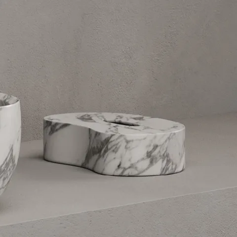 DEA DESIGN Marble Контейнер для салфеток из мрамора настольный h75х298х194 мм , цвет Statuario White