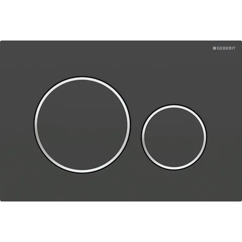 Geberit Sigma20 Клавиша для двойного смыва, круглая: черный матовый лак, легкоочищ. покр., декор. кольца: глянцевый хром