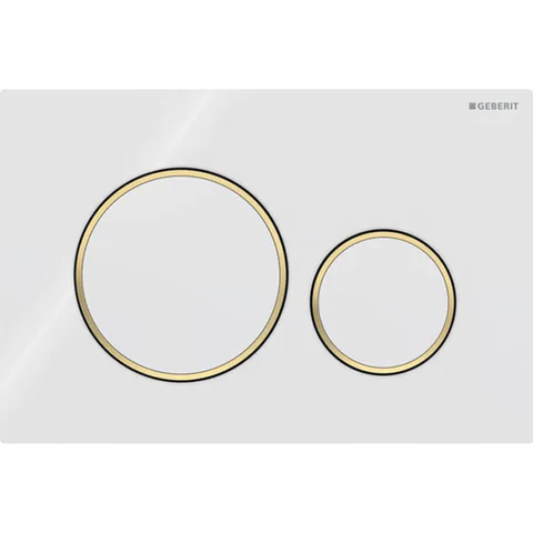 Geberit Sigma20 Клавиша для двойного смыва, круглая: белые, декор. кольца: позолота (замена 115.778.KK.1)