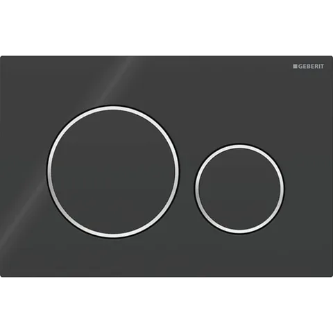 Geberit Sigma20 Клавиша для двойного смыва, круглая: черные, декор. кольца: глянцевый хром (замена 115.778.KM.1)