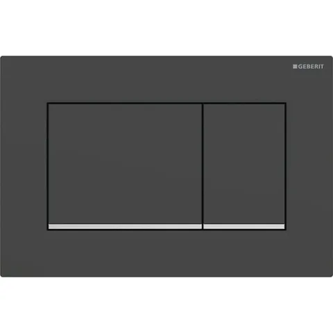 Geberit Sigma20 Клавиша для двойного смыва, квадратная: черный матовый лак, легкоочищ. покр., декор. полоски: глянцевый хром (бывшая Sigma30)