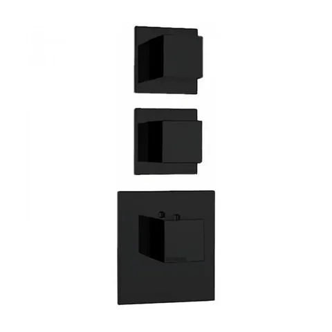 Bossini Cube Термостат для душа, встраиваемый (внешняя часть), с девиаторм/запорным вентилем на 2 - 4 выхода, уст-ка верт/гор., цвет: черный матовый