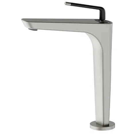 Newform O'Rama Смеситель для раковины без донного клапана,высокая версия, цвет:  titanium satin + черный матовый