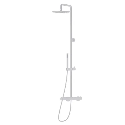 Newform Shower Душевая стойка с  термостатическим смесителем, переключателем , насадкой и душем, цвет: белый матовый