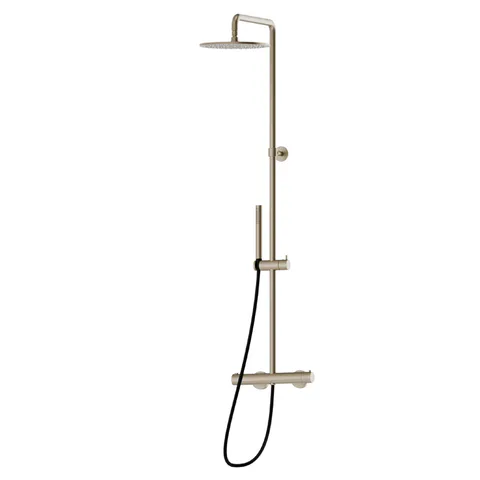 Newform Shower Душевая стойка с  термостатическим смесителем, переключателем , насадкой и душем, цвет:  gold satin