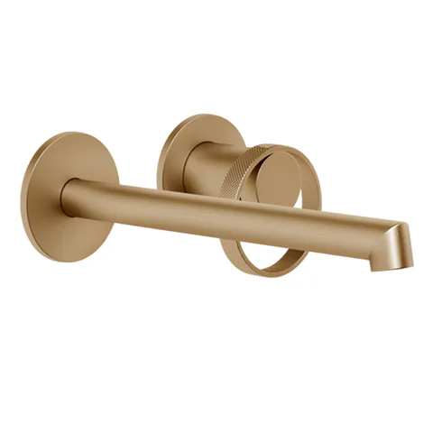 GESSI ANELLO Смеситель для раковины настенный, однорычажный, излив 185-205 мм., внешняя часть, цвет warm bronze brushed pvd