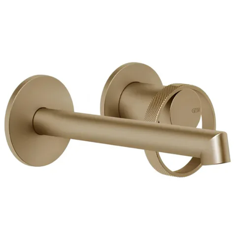 GESSI ANELLO Смеситель для раковины настенный, однорычажный, изливом 140-160 мм., без донного клапана, внешняя часть, цвет warm bronze brushed pvd