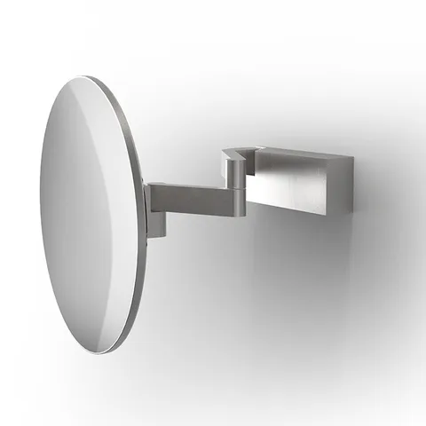 Decor Walther VISION R Косметическое зеркало без подсветки 5X - Нержавеющая сталь, матовая оптика Настенный монтаж – 5-кратное увеличение