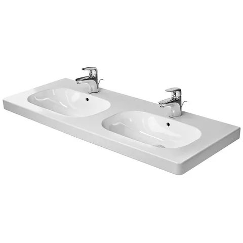 Duravit D-Code Двойная раковина для мебели, с перел.,с 1 отв. под смес., 1200x490мм, цвет: белый (Спец.цена из наличия)