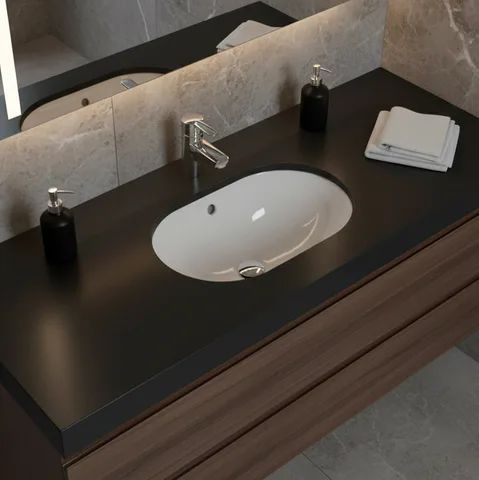 Ideal Standard Connect Раковина 550х380 мм, овальная, встраиваемая снизу без отв. под смес., + крепеж, цвет: белый глянец