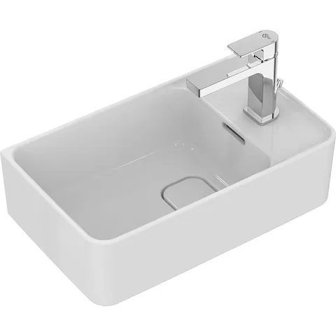 Ideal Standard Strada 2 Guest Раковина 450х270 мм, подвесная, с отв. под смес. справа , с крепежом и керам крышкой, цвет: белый глянец