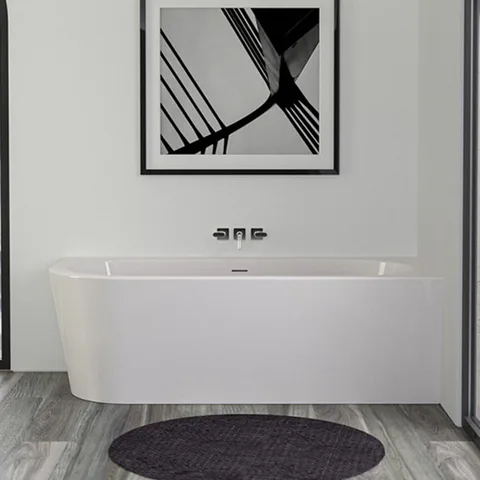 KNIEF Wall Corner L Ванна в правый угол 180х80х60см, с щел. переливом,сливной клапан черный матовый, ванна цвет белый глянцевый