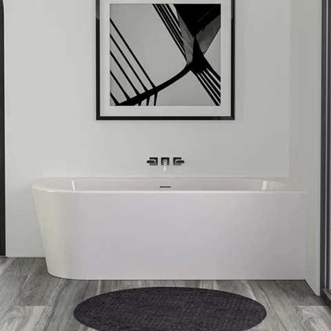 KNIEF Wall Corner L Ванна в правый угол, 180х80х60см, с щелев. переливом, сливной клапан хром, ванна цвет белый глянцевый
