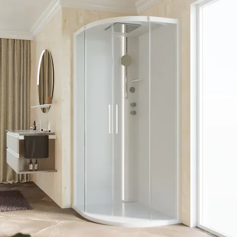 NOVELLINI GLAX Душевая кабина 1000х1000х2240 мм., Standart с крышей , смеситель термостатический, отделка белая матовая, стекла прозрачные