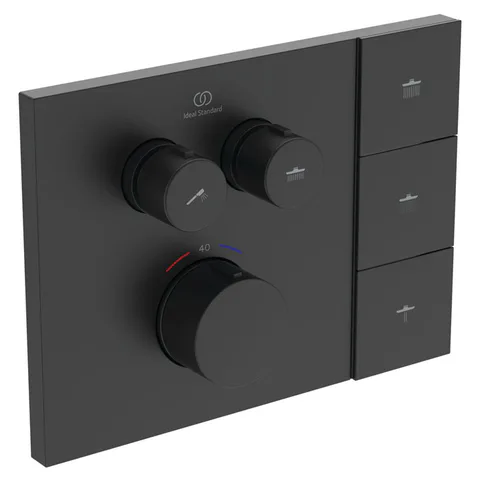 Ideal Standard Ceratherm Navigo Solos Смеситель для душа, встраиваемый, термостатический, без комплектом EASY-BOX A1000NU, цвет: Черный матовый