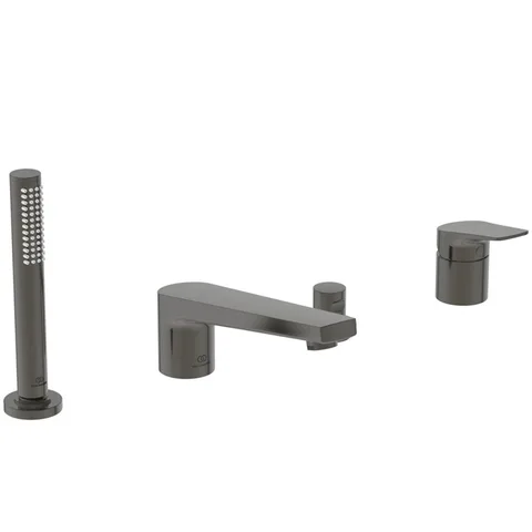 Ideal Standard La Dolce Vita Смеситель для ванны, на 4 отв, с ручным душем, шланго для душа 175см, цвет: PVD Magnetic Grey